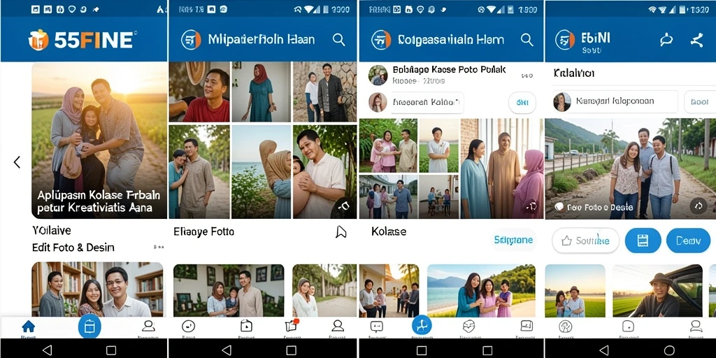 Tampilan antarmuka aplikasi 55FIVE yang mudah digunakan untuk kolase foto.