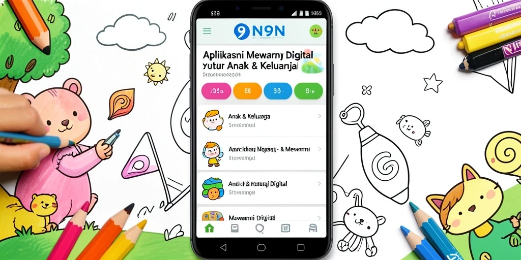 Antarmuka aplikasi Mewarnai Digital yang interaktif dan menarik.