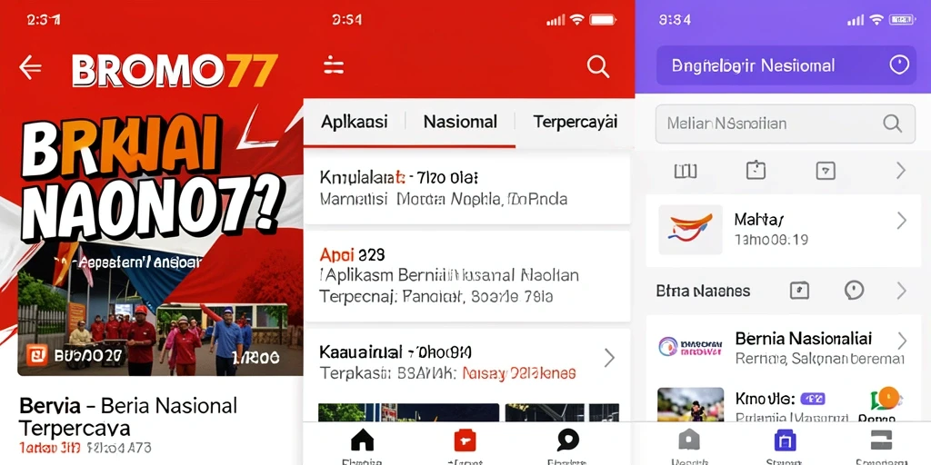 Antarmuka BROMO77 yang menampilkan berita terkini dan terpercaya di seluruh Indonesia.