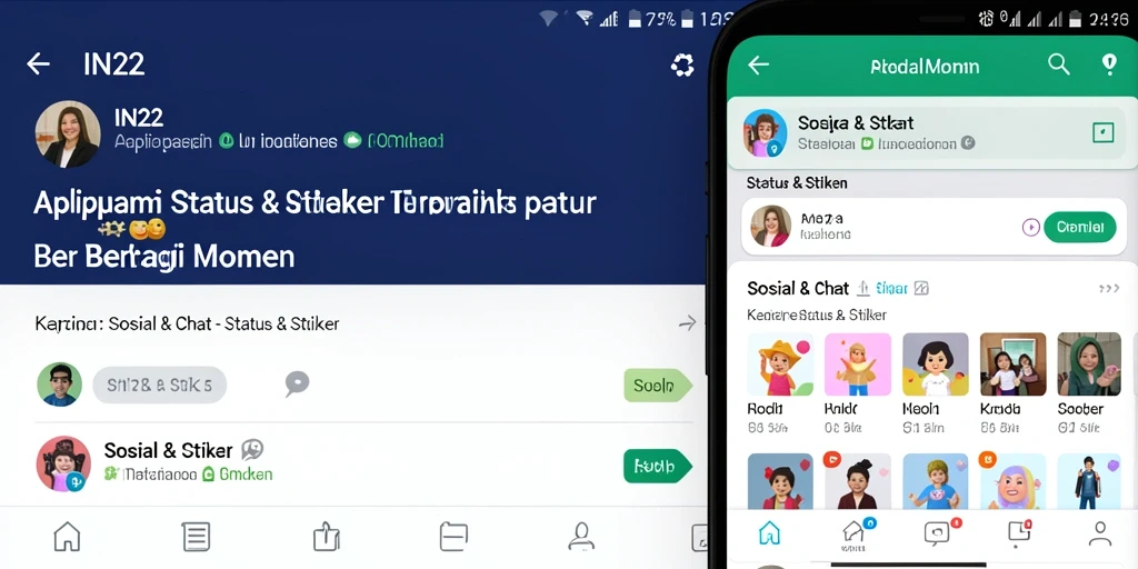 Tampilan antarmuka IN22 yang sederhana dan menarik dengan berbagai stiker.
