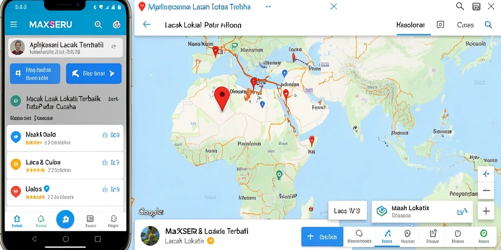 Antarmuka aplikasi MAXSERU yang menampilkan lokasi secara real-time.