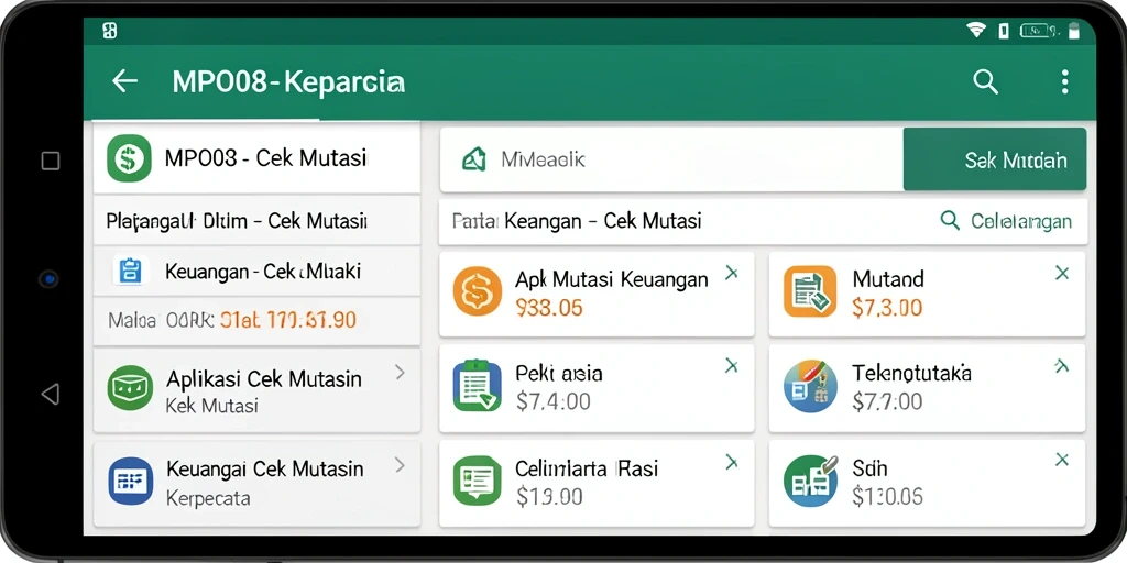 Antarmuka MPO08 menampilkan ringkasan mutasi keuangan yang jelas.