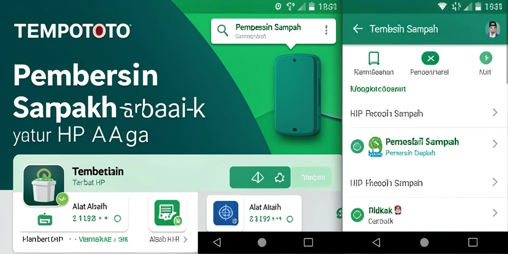 Antarmuka TEMPOTOTO yang bersih dan fungsional untuk Pembersih Sampah.